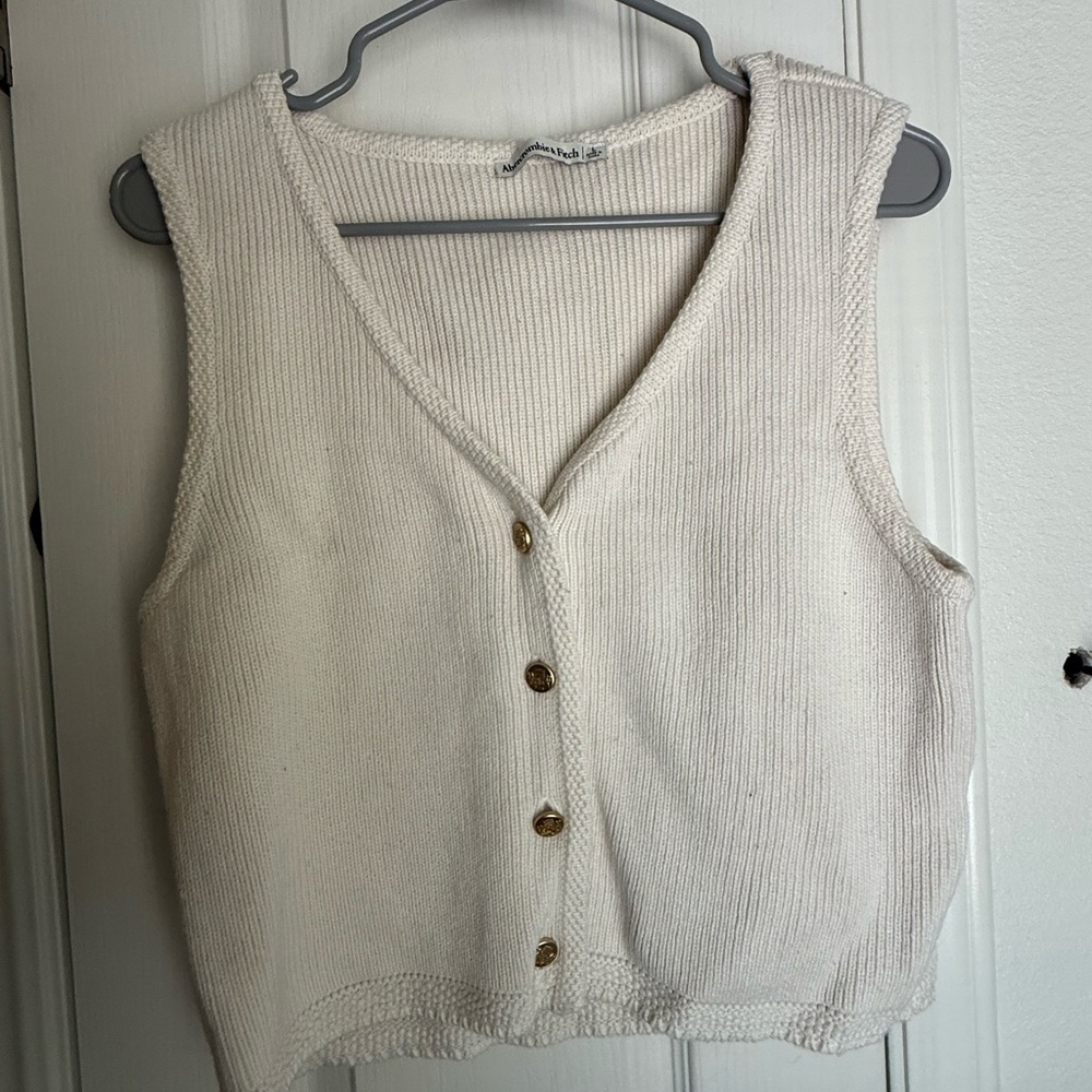 Abercrombie & Fitch Off-White Knit Vest